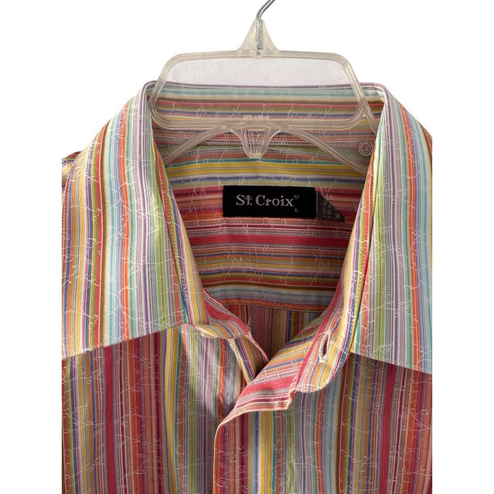 St. Croix Shirt Mens L Multi Striped Button Down Long Sleeve Made in Italy - Picture 3 of 5